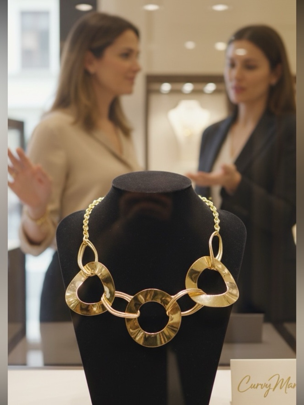New Gold Statement Link Necklace- earrings in closet